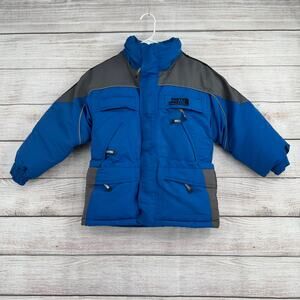 North SportiF Full Zip Puffer Jacket Youth Boys 6 Blue Gray Colorblock‎ No Hood